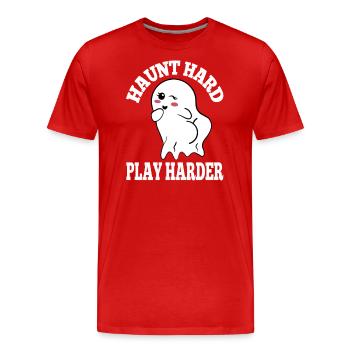 aunted Hard Play Tee Spirited Fun Festive - T-shirt bio Premium Homme - rouge - Devant - Damien (186cm)