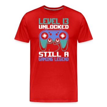 Level 13 Unlocked Still a Gaming Legend Birthday - Männer Premium Bio T-Shirt - Rot - Vorne - Damien (186cm)