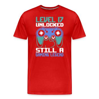 Level 17 Unlocked Still a Gaming Legend Birthday - Männer Premium Bio T-Shirt - Rot - Vorne - Damien (186cm)