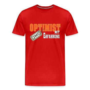 Optimist mit Erfahrung Geschenk - Männer Premium Bio T-Shirt - Rot - Vorne - Damien (186cm)