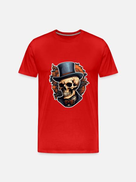 Skull Gentleman Halloween - Men's Premium Organic T-Shirt - red
