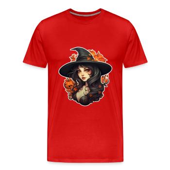 Halloween Witch 8 - Men's Premium Organic T-Shirt - red - Front - Damien (186cm)
