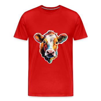 Rind bunt - Männer Premium Bio T-Shirt - Rot - Vorne - Damien (186cm)