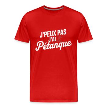 Ich kann nicht, ich habe Petanque - Männer Premium Bio T-Shirt - Rot - Vorne - Damien (186cm)