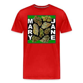 Mary Jane 420 Cannabis Marihuana CBD Hanf Gras THC - Männer Premium Bio T-Shirt - Rot - Vorne - Damien (186cm)