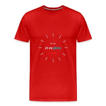 50 ans et en plein forme - T-shirt bio Premium Homme - rouge - Devant - Damien (186cm)