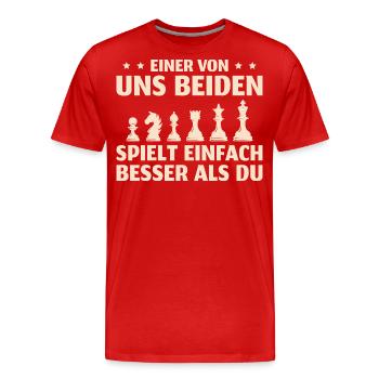 Schach Einer von uns spielt besser Schachspieler - Männer Premium Bio T-Shirt - Rot - Vorne - Damien (186cm)