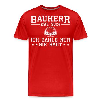 Hausbau Bauherr 2024 Bauleiter - Männer Premium Bio T-Shirt - Rot - Vorne - Damien (186cm)