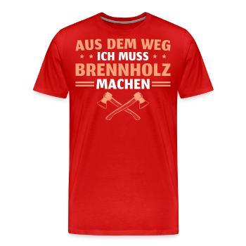 Holtfäller Brennholz machen Forstwirt - Männer Premium Bio T-Shirt - Rot - Vorne - Damien (186cm)