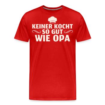 Keiner kocht so gut wie Opa - Männer Premium Bio T-Shirt - Rot - Vorne - Damien (186cm)