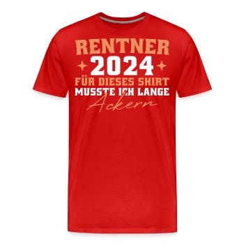 Rentner 2024 Ruhestand Renteneintritt - Männer Premium Bio T-Shirt - Rot - Vorne - Damien (186cm)