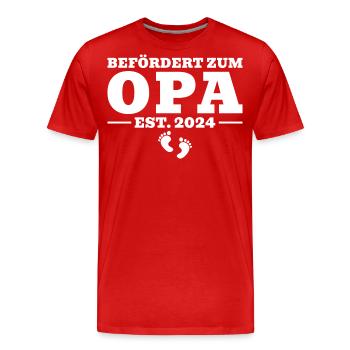 Befördert zum Opa 2025 Babyparty - Männer Premium Bio T-Shirt - Rot - Vorne - Damien (186cm)