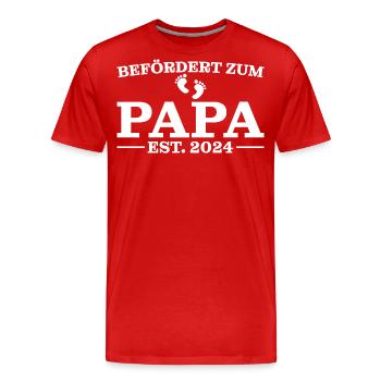 Befördert zum Papa 2024 Werdender Vater - Männer Premium Bio T-Shirt - Rot - Vorne - Damien (186cm)