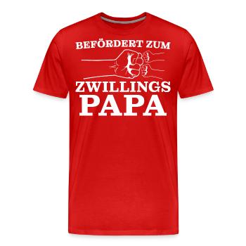 Zwillinge Befördert zum Zwillingspapa - Männer Premium Bio T-Shirt - Rot - Vorne - Damien (186cm)