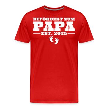 Werdender Papa 2025 Babyparty - Männer Premium Bio T-Shirt - Rot - Vorne - Damien (186cm)