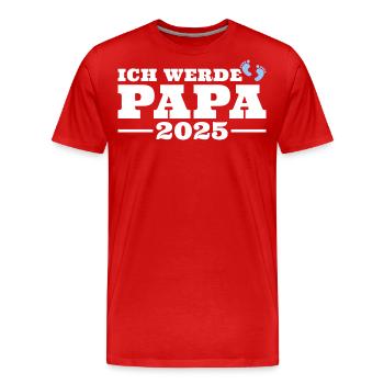 Ich werde Papa 2025 - Männer Premium Bio T-Shirt - Rot - Vorne - Damien (186cm)