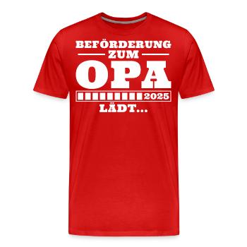 Beförderung zum Opa 2025 lädt - Männer Premium Bio T-Shirt - Rot - Vorne - Damien (186cm)