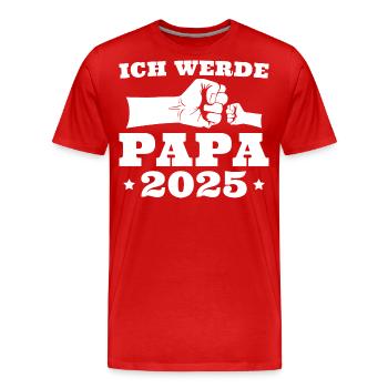 Ich werde Papa 2025 Werdender Vater - Männer Premium Bio T-Shirt - Rot - Vorne - Damien (186cm)