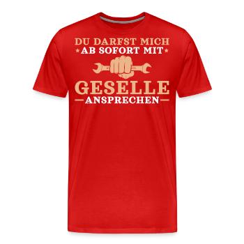 Ausbildung bestanden Mit Geselle ansprechen - Männer Premium Bio T-Shirt - Rot - Vorne - Damien (186cm)