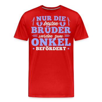 Schwangerschaft verkünden Bruder Werdender Onkel - Männer Premium Bio T-Shirt - Rot - Vorne - Damien (186cm)