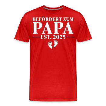 Werdender Vater 2025 Befördert zum Papa - Männer Premium Bio T-Shirt - Rot - Vorne - Damien (186cm)