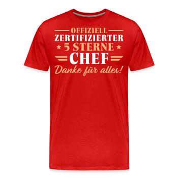 Jobwechsel Chef Rente Abschiedsgeschenk - Männer Premium Bio T-Shirt - Rot - Vorne - Damien (186cm)