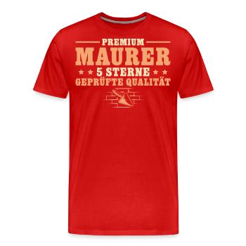 Maurermeister 5 Sterne Maurer Geschenkidee - Männer Premium Bio T-Shirt - Rot - Vorne - Damien (186cm)