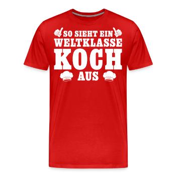 Küchenchef Weltklasse Koch Geschenk - Männer Premium Bio T-Shirt - Rot - Vorne - Damien (186cm)
