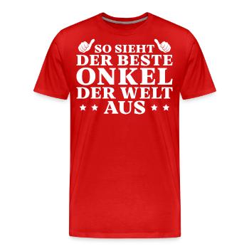 Bester Onkel der Welt - Männer Premium Bio T-Shirt - Rot - Vorne - Damien (186cm)