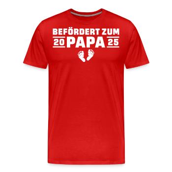 Schwangerschaft verkünden Geburt 2025 Papa - Männer Premium Bio T-Shirt - Rot - Vorne - Damien (186cm)