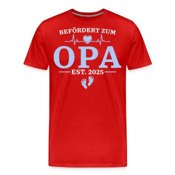 Opa est. 2025 Babyparty Geschenk - Männer Premium Bio T-Shirt - Rot - Vorne - Damien (186cm)