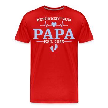 Papa est. 2025 Babyparty Geschenk - Männer Premium Bio T-Shirt - Rot - Vorne - Damien (186cm)