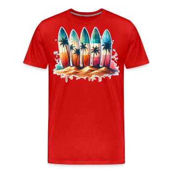 Surfeurs - T-shirt bio Premium Homme - rouge - Devant - Damien (186cm)