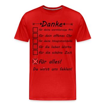 Integrationshielfer Integrationshilfe Danke sagen - Männer Premium Bio T-Shirt - Rot - Vorne - Damien (186cm)