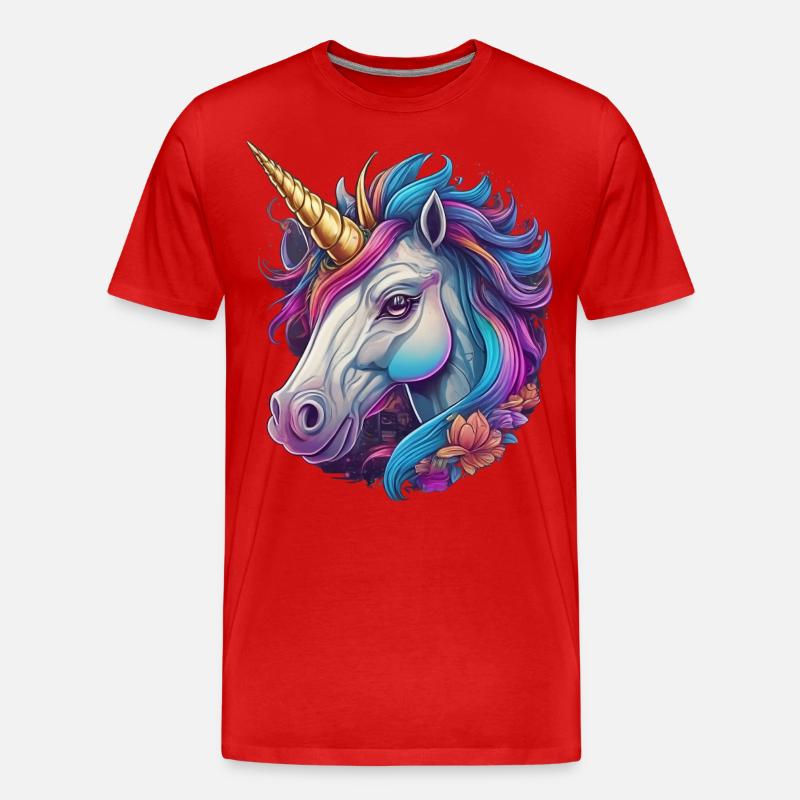 Einhorn Kopf - Männer Premium Bio T-Shirt - Rot