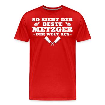 Bester Metzger der Welt Fleischer Geschenk - Männer Premium Bio T-Shirt - Rot - Vorne - Damien (186cm)