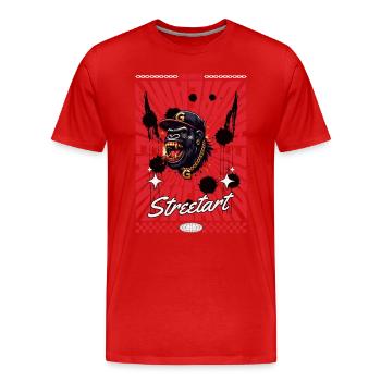 Streetart - Männer Premium Bio T-Shirt - Rot - Vorne - Damien (186cm)