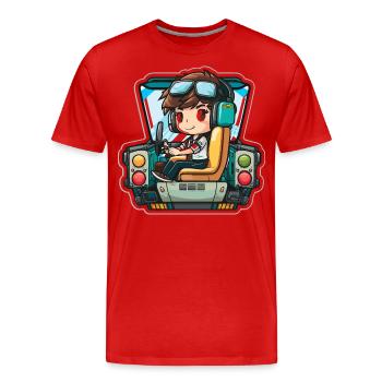 The Aviator - Men's Premium Organic T-Shirt - red - Front - Damien (186cm)