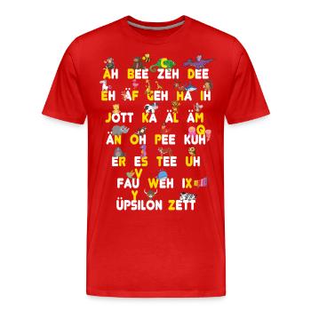 ABC Tiere Dinge - Männer Premium Bio T-Shirt - Rot - Vorne - Damien (186cm)
