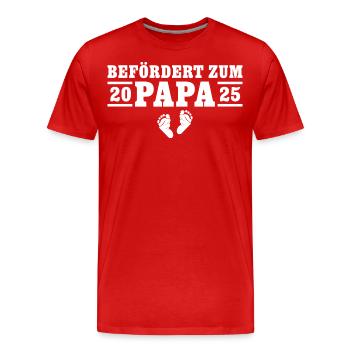 Werdender Papa 2025 Befördert zum Vater - Männer Premium Bio T-Shirt - Rot - Vorne - Damien (186cm)