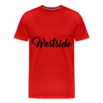 Westside Westen West - Männer Premium Bio T-Shirt - Rot - Vorne - Damien (186cm)