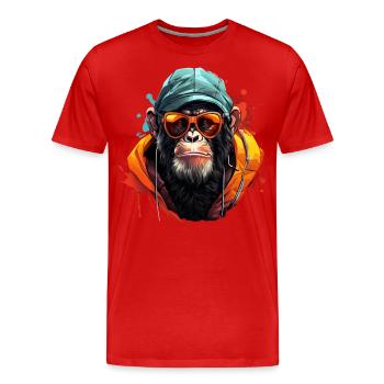 Cool chimp streetwear outfit urban style - Men's Premium Organic T-Shirt - red - Front - Damien (186cm)