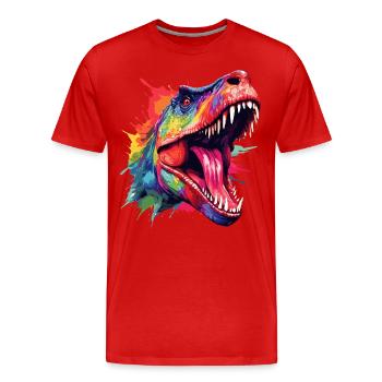 T-rex Dinosaure - T-shirt bio Premium Homme - rouge - Devant - Damien (186cm)