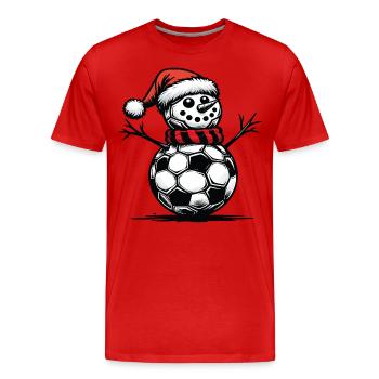 Bonhomme de neige avec des ballons de foot Noël - T-shirt bio Premium Homme - rouge - Devant - Damien (186cm)