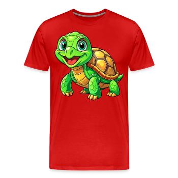 Mega Cute Turtle - Men's Premium Organic T-Shirt - red - Front - Damien (186cm)
