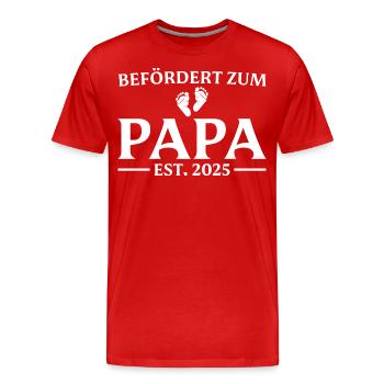 Schwangerschaftsankündigung 2025 Werdender Papa - Männer Premium Bio T-Shirt - Rot - Vorne - Damien (186cm)