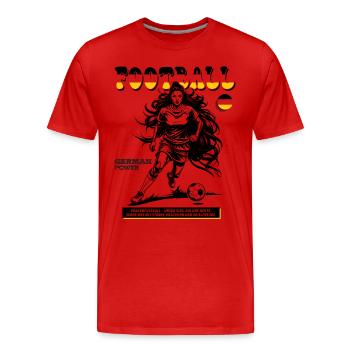 German Fußballspielerin Shirt: Taktik und Timing - Männer Premium Bio T-Shirt - Rot - Vorne - Damien (186cm)