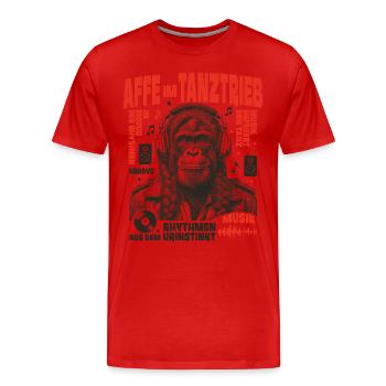 Funk Rock Shirt: Braided Monkey in a Groove Storm - Men's Premium Organic T-Shirt - red - Front - Damien (186cm)