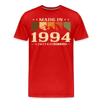 Made in 1994 Jahrgang Vintage Geburtstag - Männer Premium Bio T-Shirt - Rot - Vorne - Damien (186cm)