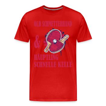 Tischtennis Tischtennisspieler Old Schmetterhand - Männer Premium Bio T-Shirt - Rot - Vorne - Damien (186cm)